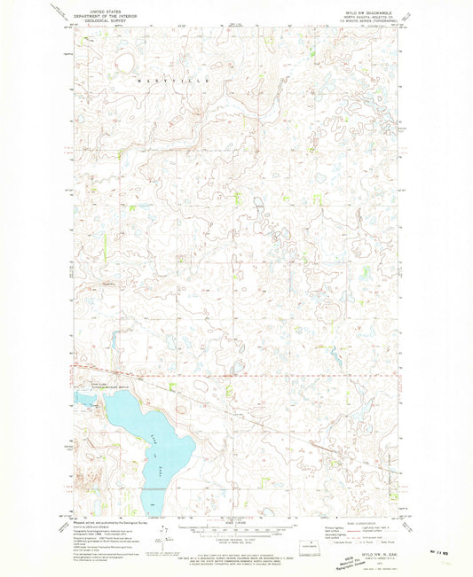 Classic USGS Mylo NW North Dakota 7.5'x7.5' Topo Map Image