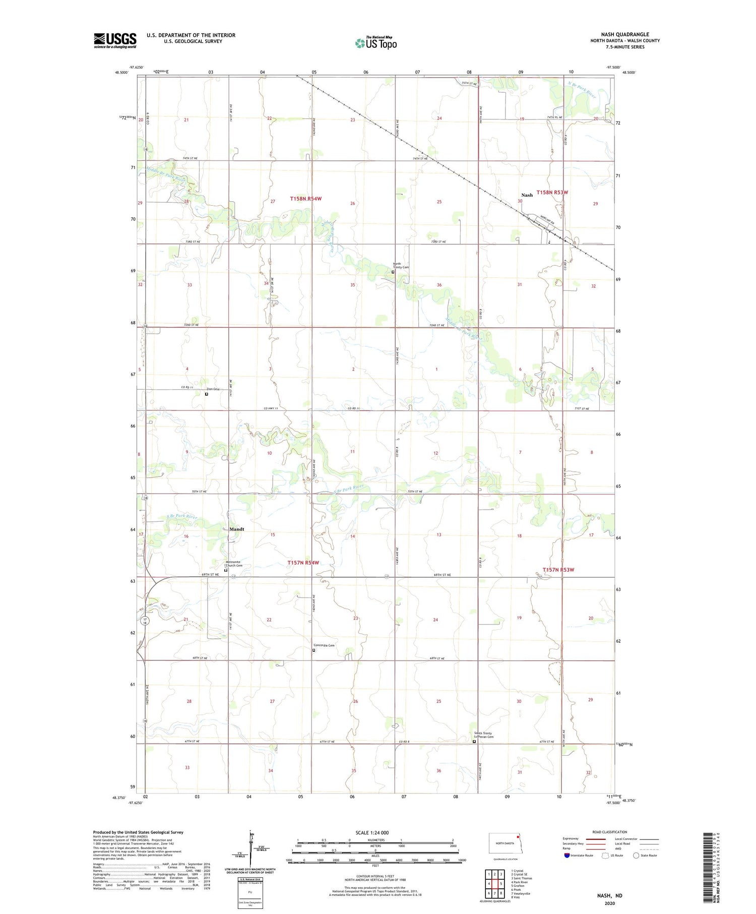 Nash North Dakota US Topo Map Image