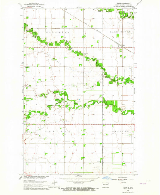 Classic USGS Nash North Dakota 7.5'x7.5' Topo Map Image
