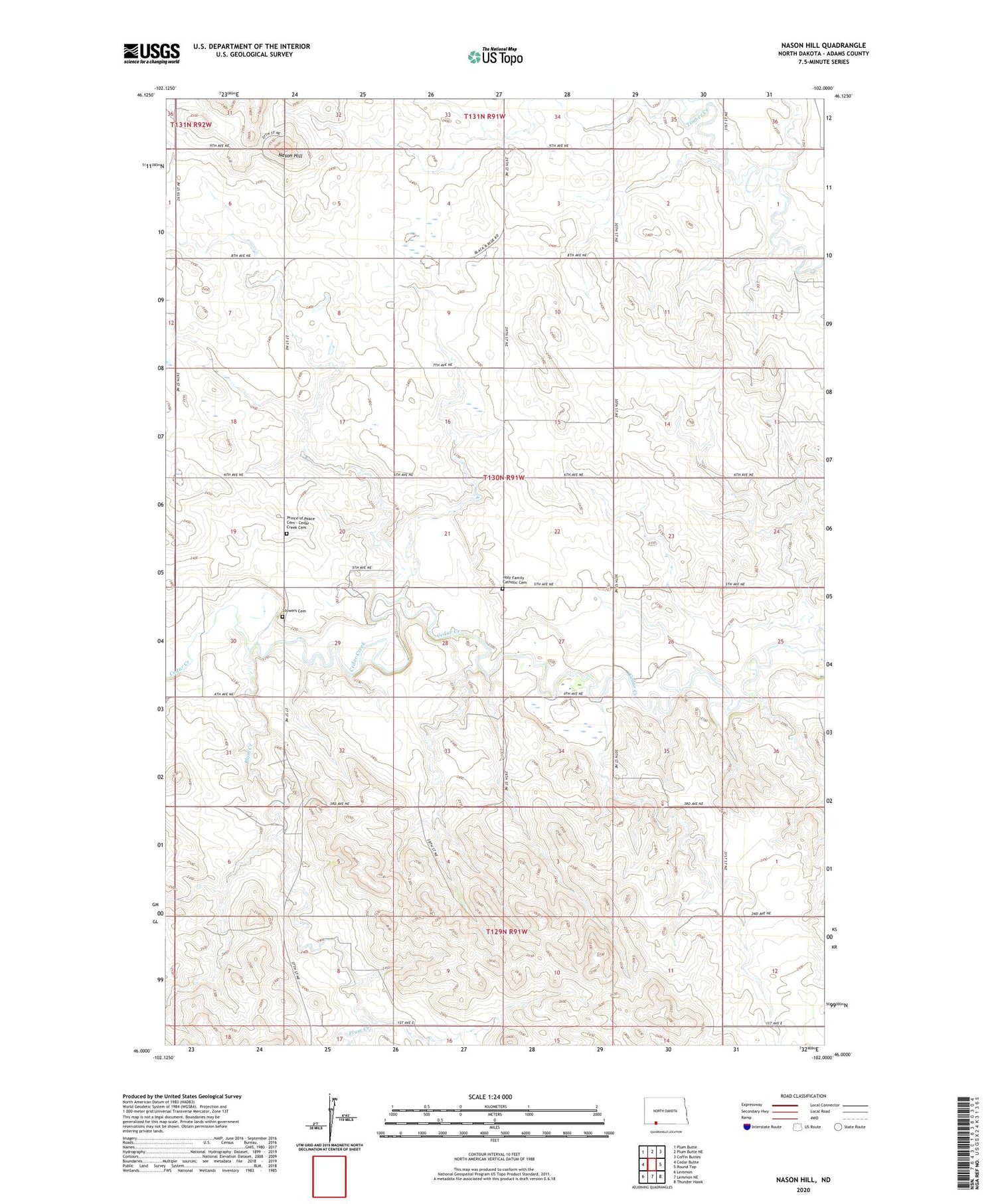 Nason Hill North Dakota US Topo Map Image