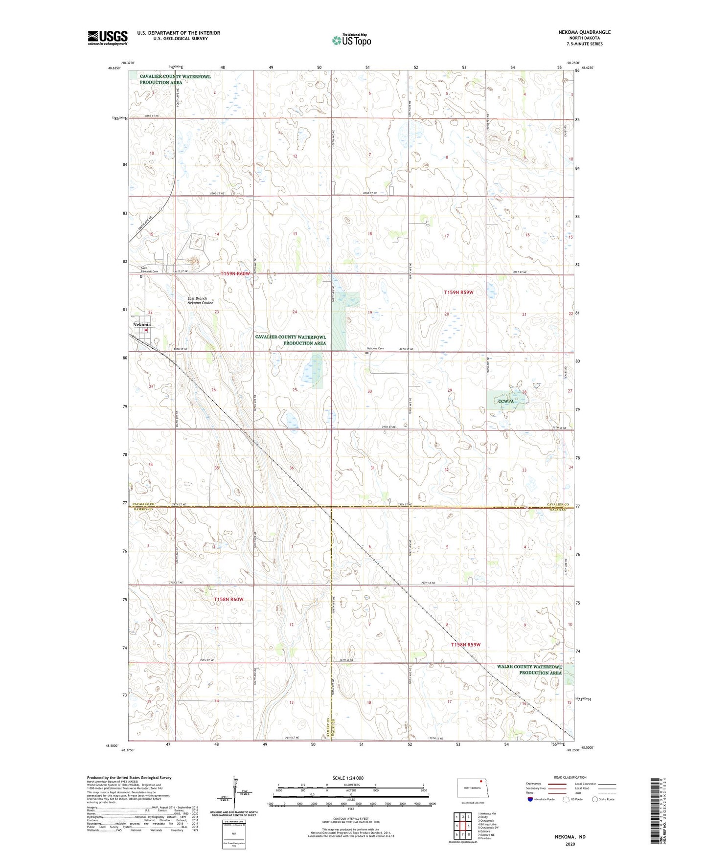 Nekoma North Dakota US Topo Map Image