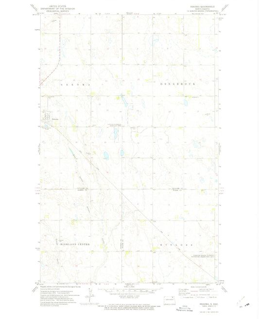 Classic USGS Nekoma North Dakota 7.5'x7.5' Topo Map Image