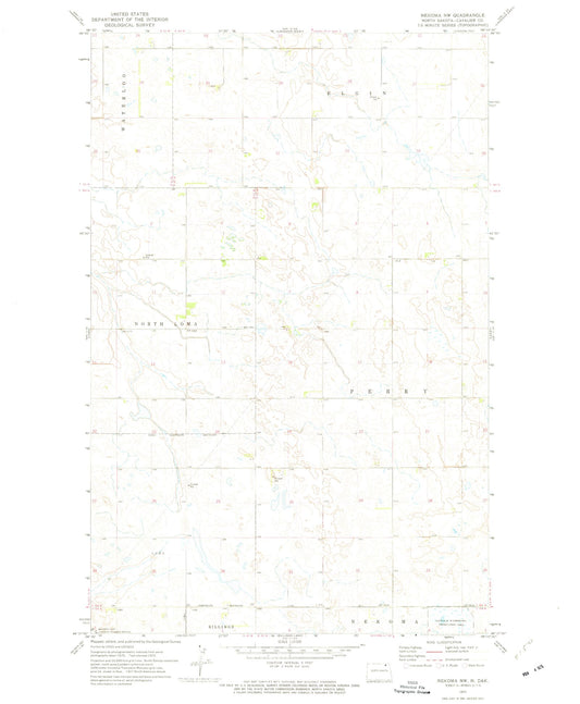 Classic USGS Nekoma NW North Dakota 7.5'x7.5' Topo Map Image