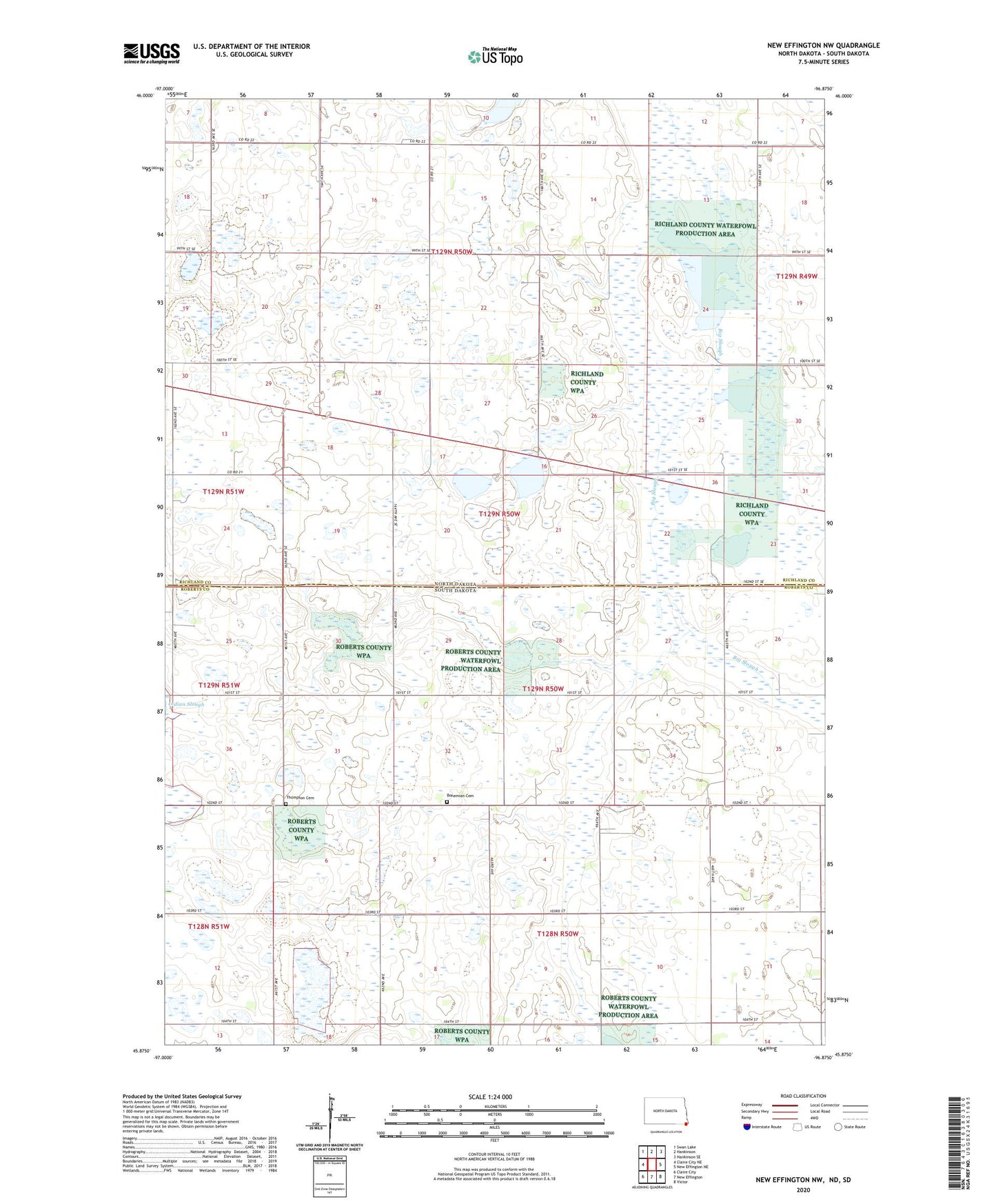 New Effington NW North Dakota US Topo Map Image