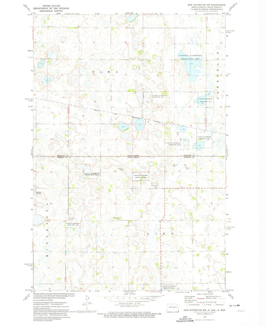 Classic USGS New Effington NW North Dakota 7.5'x7.5' Topo Map Image