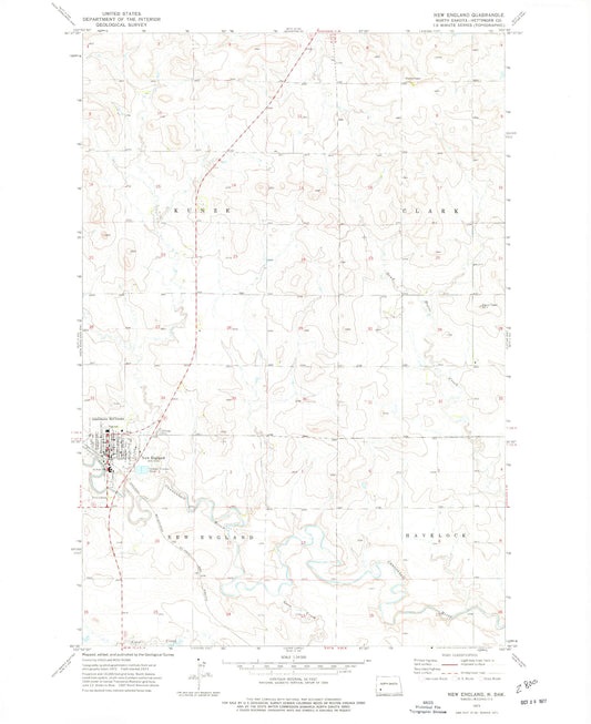 Classic USGS New England North Dakota 7.5'x7.5' Topo Map Image