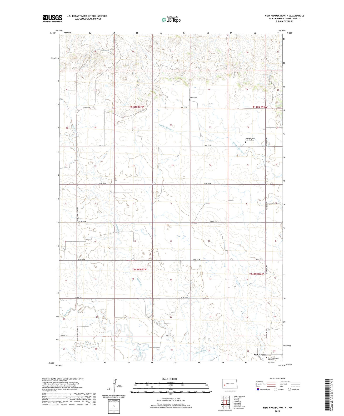New Hradec North North Dakota US Topo Map Image