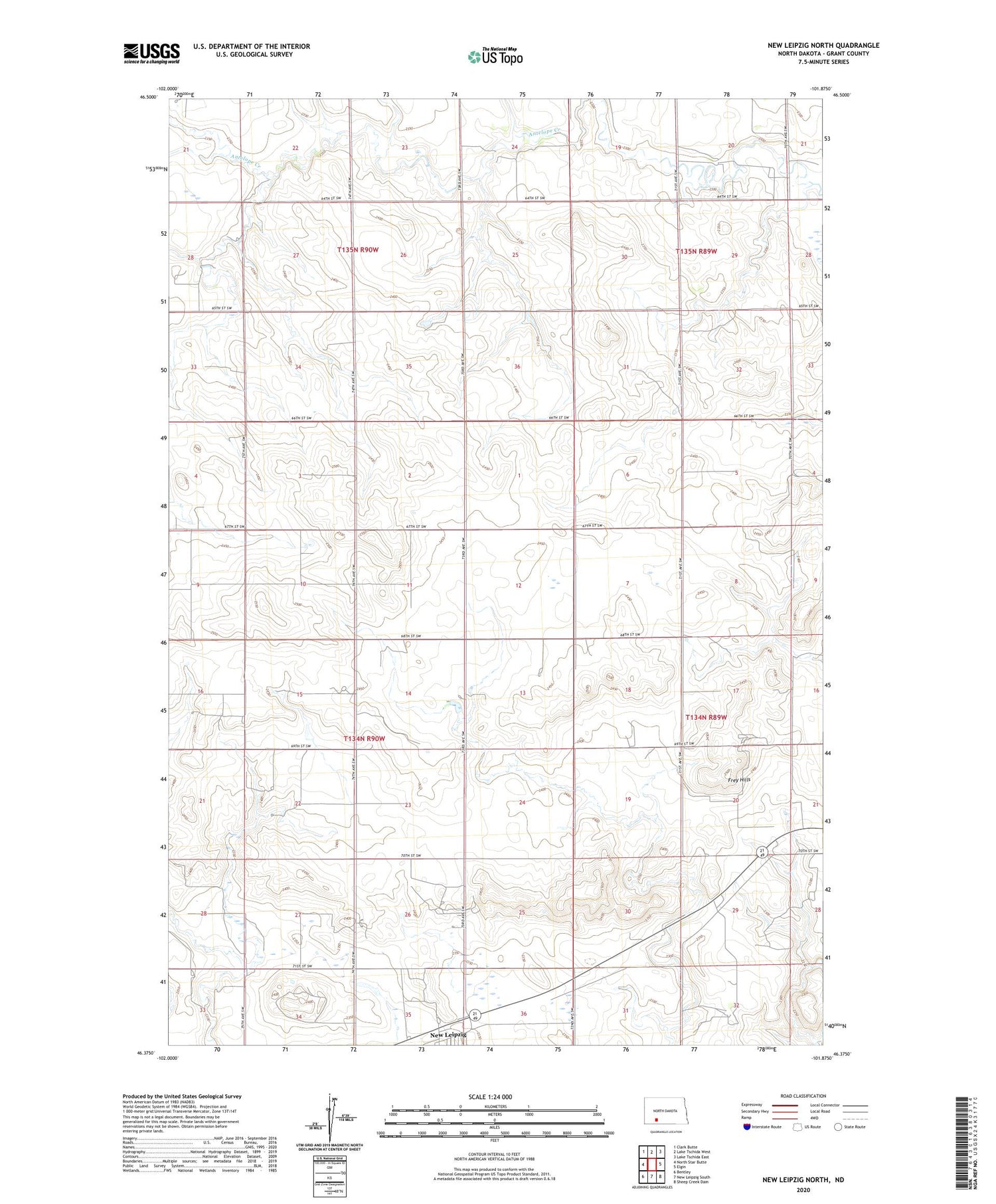 New Leipzig North North Dakota US Topo Map Image