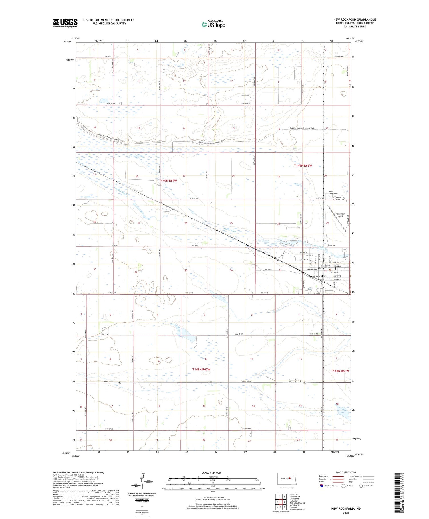 New Rockford North Dakota US Topo Map Image