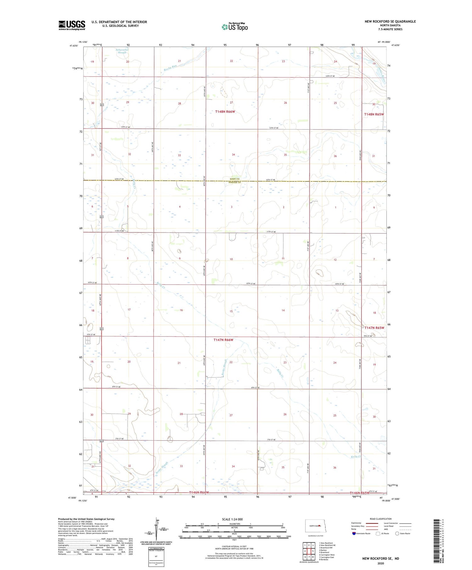 New Rockford SE North Dakota US Topo Map Image