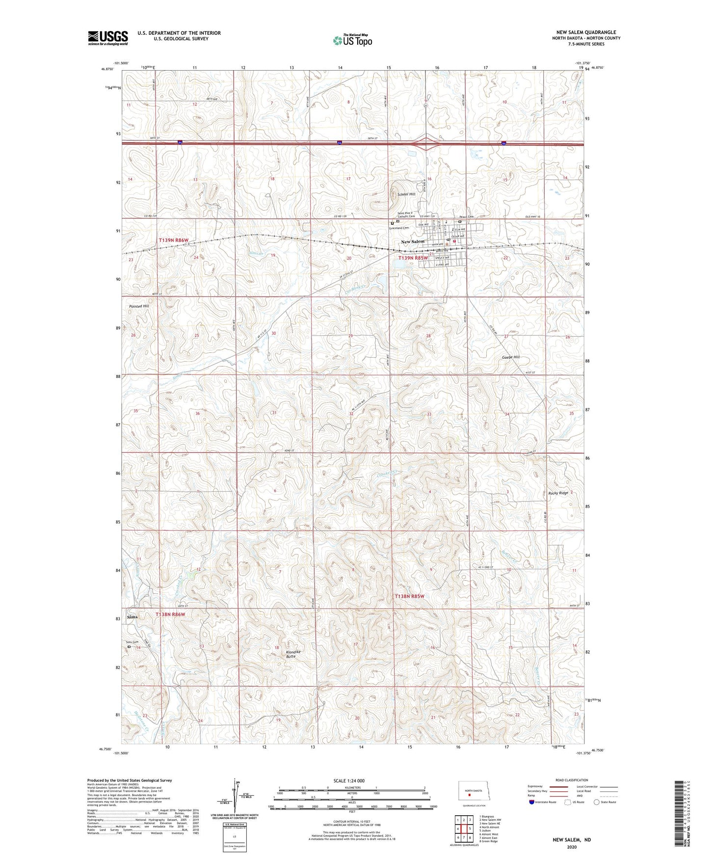 New Salem North Dakota US Topo Map Image