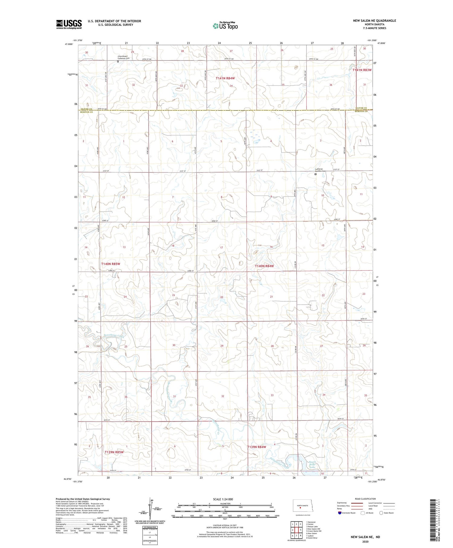 New Salem NE North Dakota US Topo Map Image