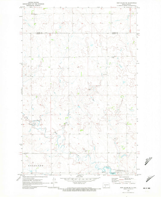 Classic USGS New Salem NE North Dakota 7.5'x7.5' Topo Map Image