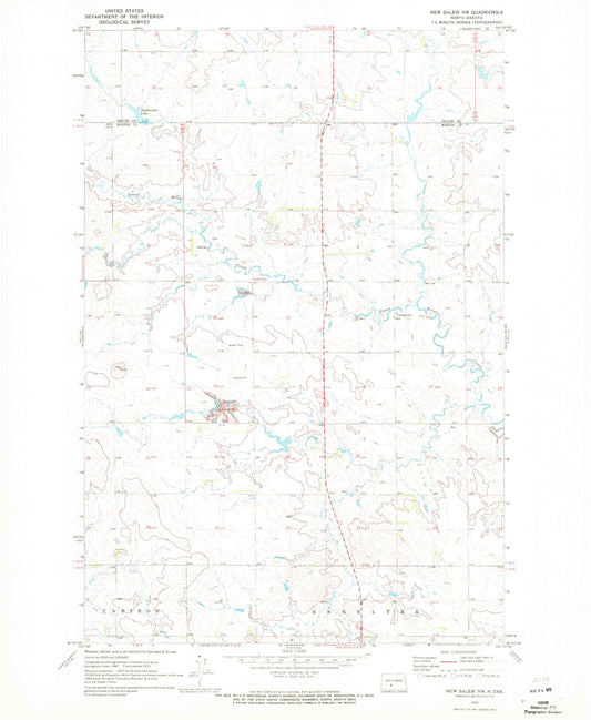 Classic USGS New Salem NW North Dakota 7.5'x7.5' Topo Map Image