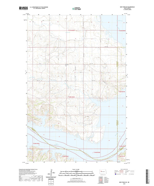 New Town SW North Dakota US Topo Map Image