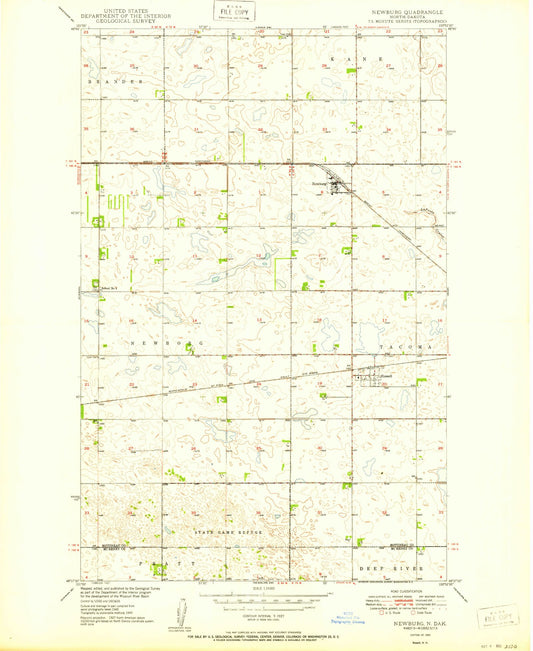 Classic USGS Newburg North Dakota 7.5'x7.5' Topo Map Image
