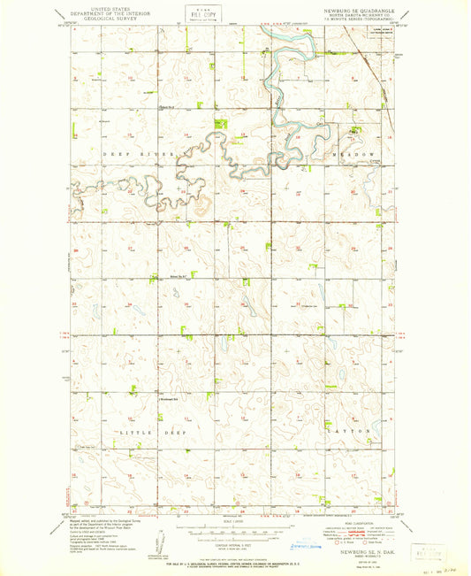 Classic USGS Newburg SE North Dakota 7.5'x7.5' Topo Map Image