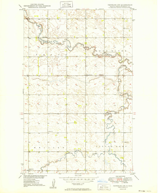 Classic USGS Newburg SW North Dakota 7.5'x7.5' Topo Map Image