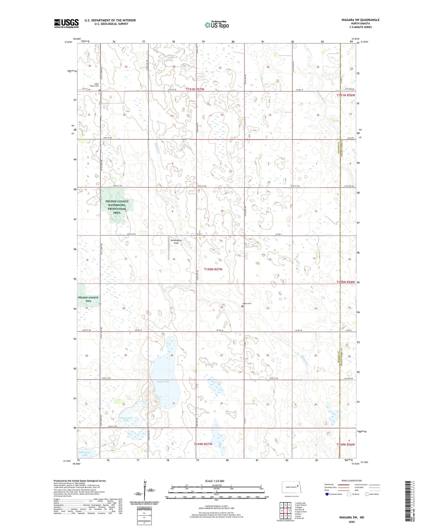Niagara SW North Dakota US Topo Map Image
