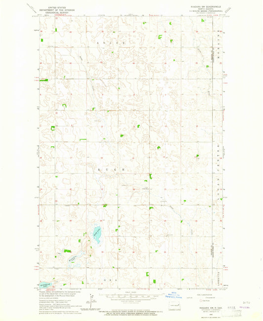 Classic USGS Niagara SW North Dakota 7.5'x7.5' Topo Map Image
