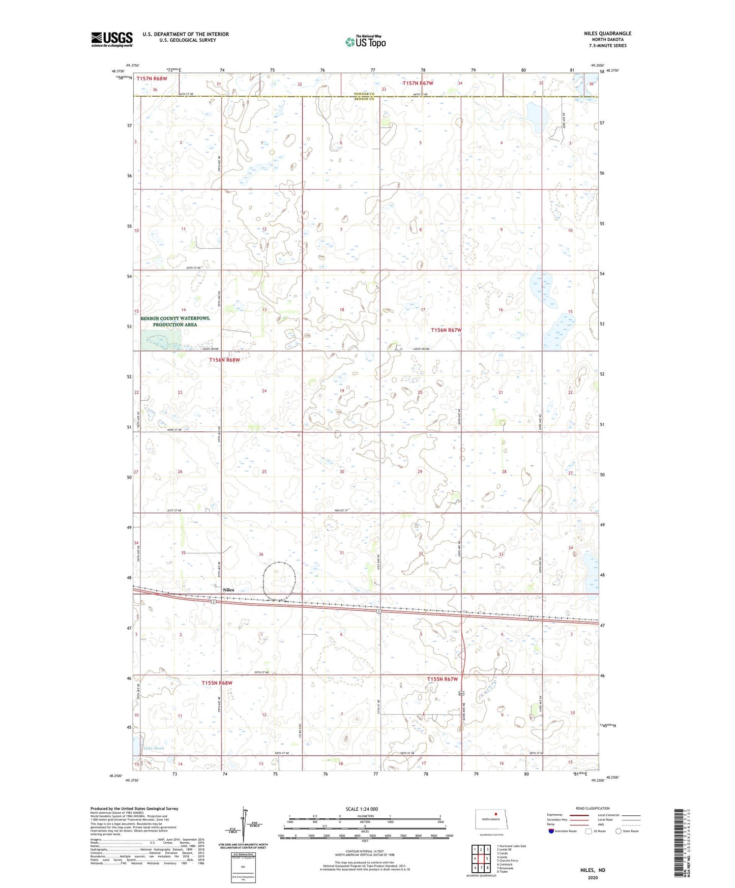 Niles North Dakota US Topo Map Image