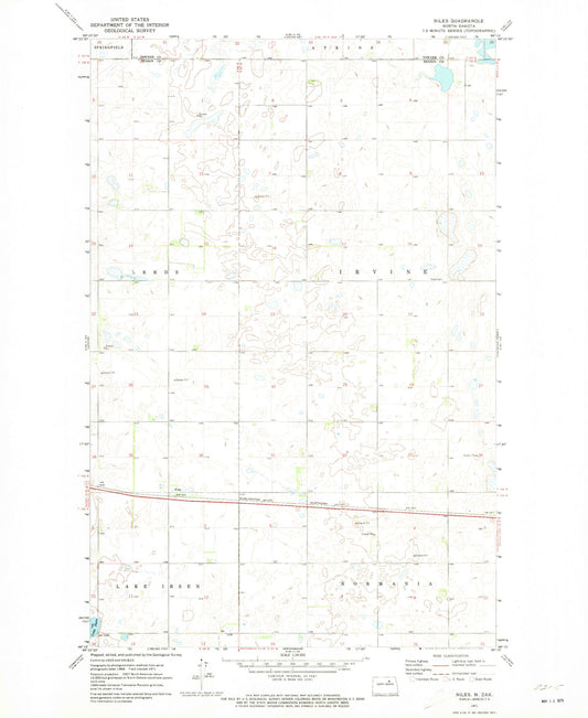 Classic USGS Niles North Dakota 7.5'x7.5' Topo Map Image