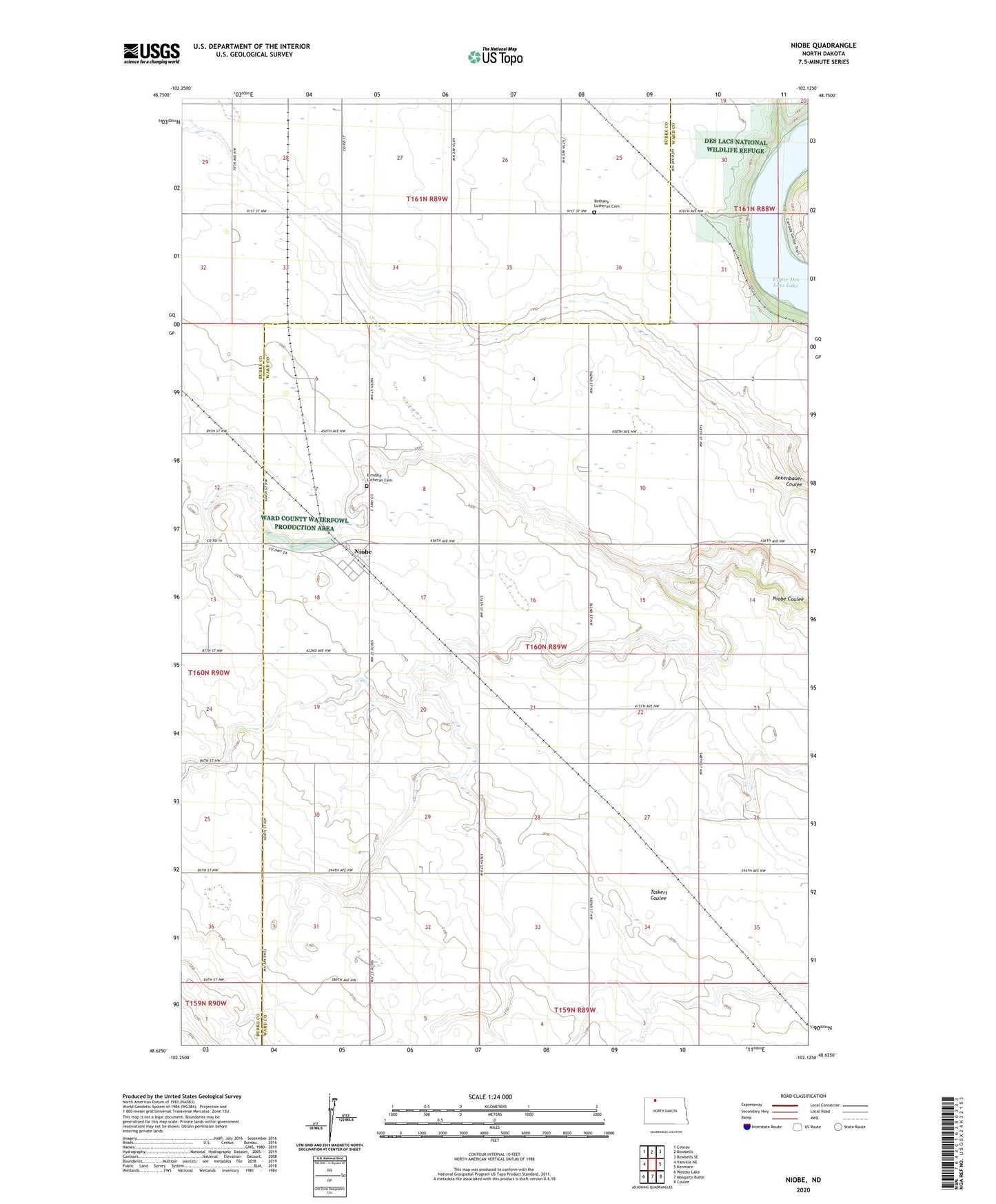 Niobe North Dakota US Topo Map Image