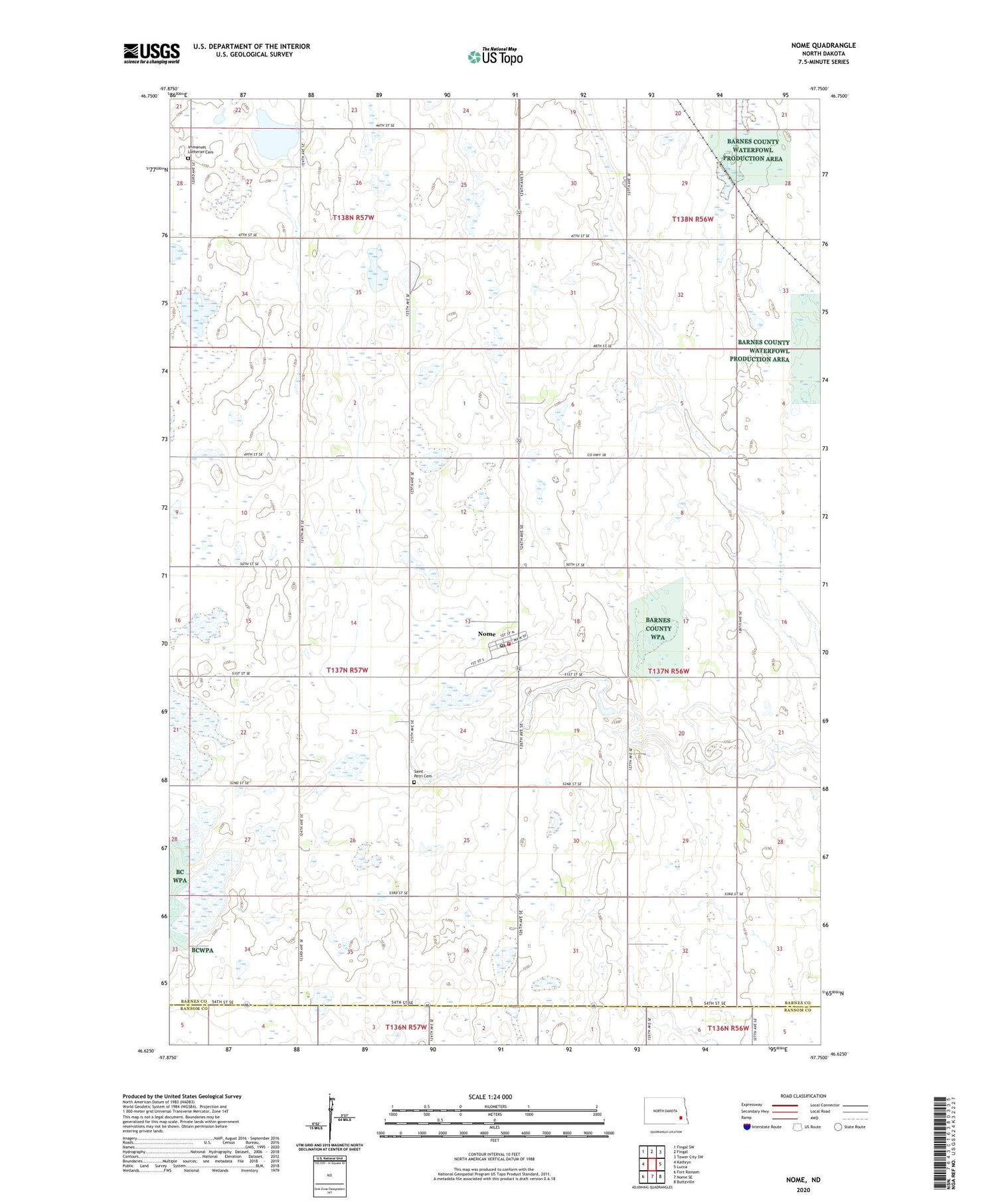 Nome North Dakota US Topo Map Image