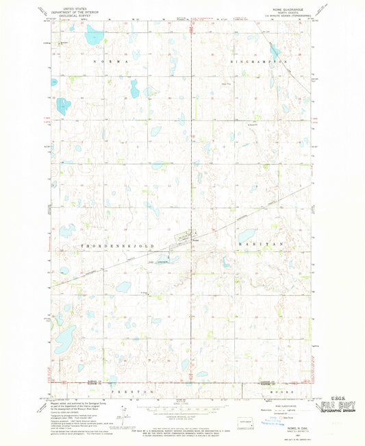 Classic USGS Nome North Dakota 7.5'x7.5' Topo Map Image