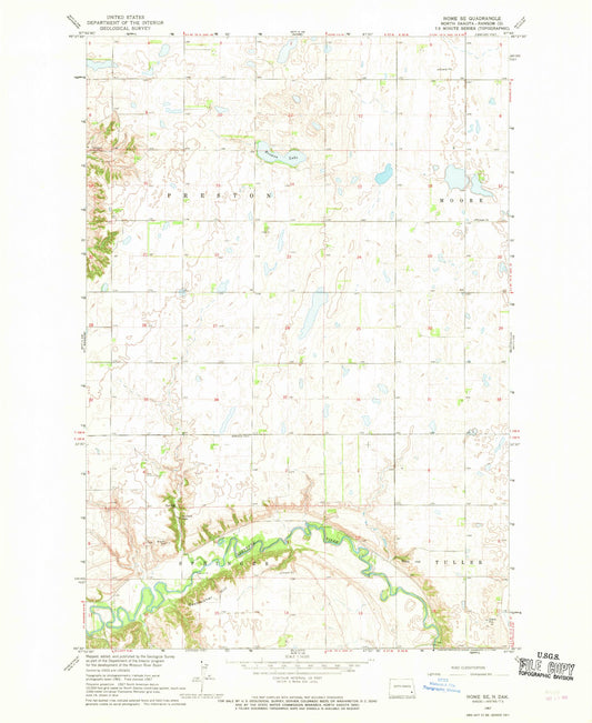 Classic USGS Nome SE North Dakota 7.5'x7.5' Topo Map Image