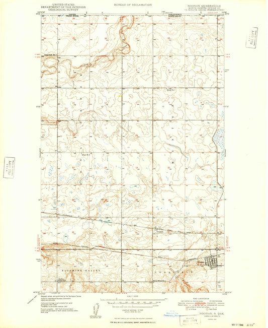Classic USGS Noonan North Dakota 7.5'x7.5' Topo Map Image