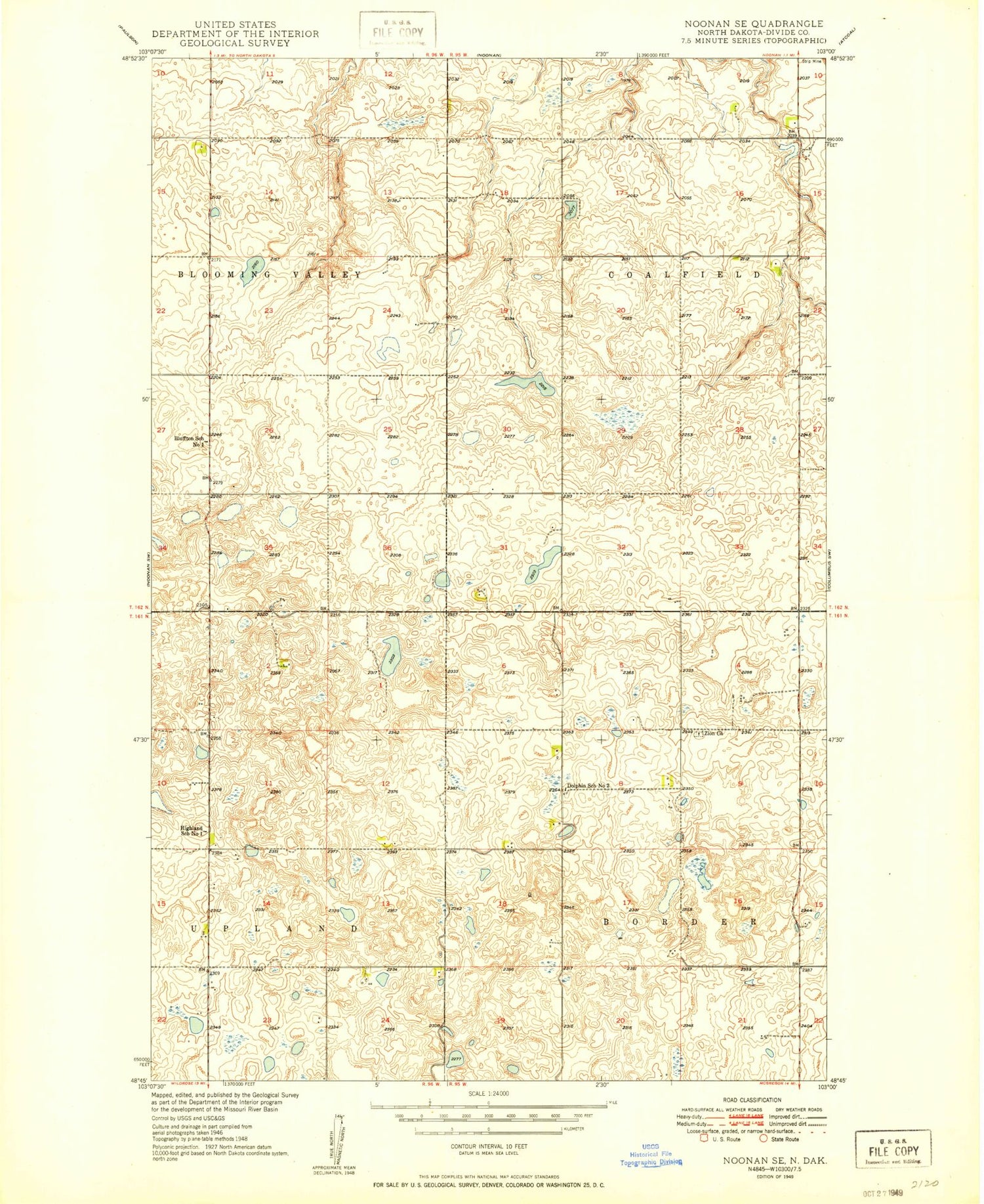 Classic USGS Noonan SE North Dakota 7.5'x7.5' Topo Map Image
