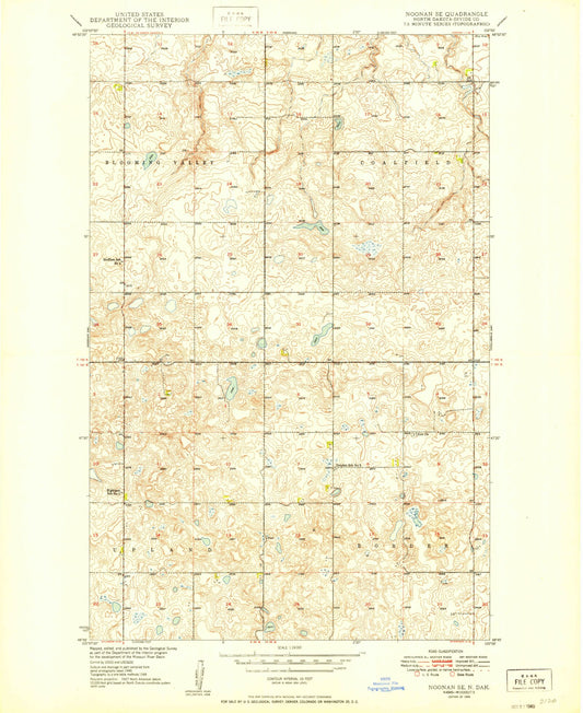 Classic USGS Noonan SE North Dakota 7.5'x7.5' Topo Map Image