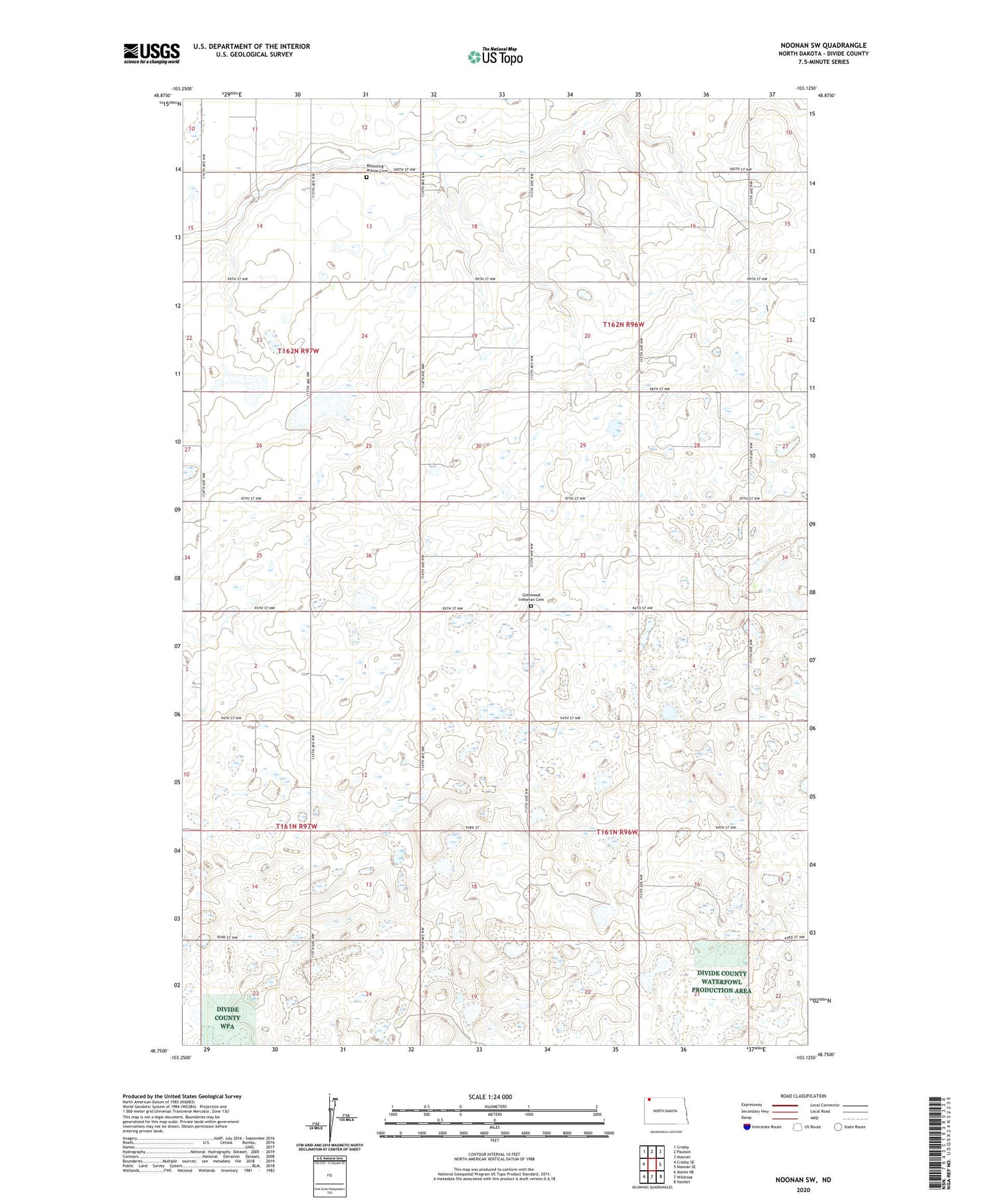 Noonan SW North Dakota US Topo Map Image