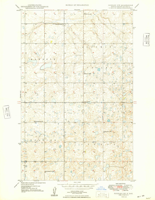Classic USGS Noonan SW North Dakota 7.5'x7.5' Topo Map Image