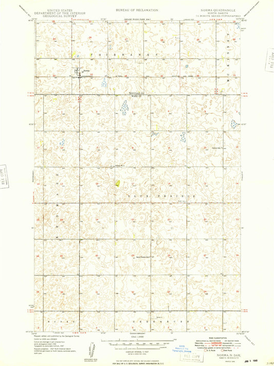 Classic USGS Norma North Dakota 7.5'x7.5' Topo Map Image