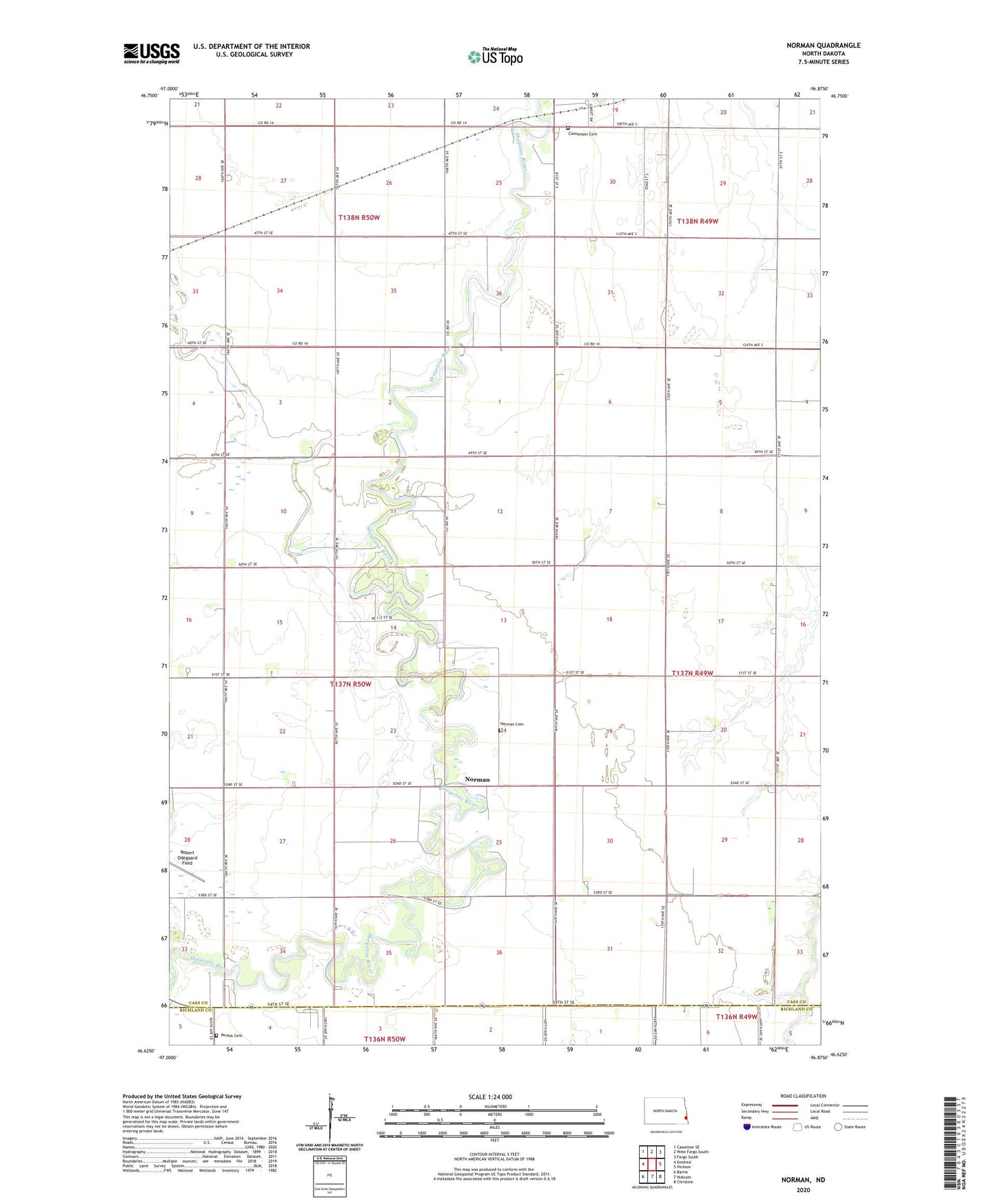 Norman North Dakota US Topo Map Image