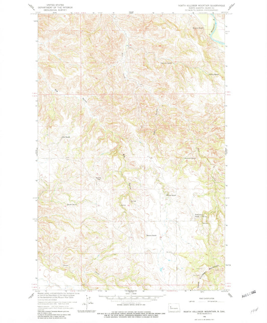 Classic USGS North Killdeer Mountain North Dakota 7.5'x7.5' Topo Map Image