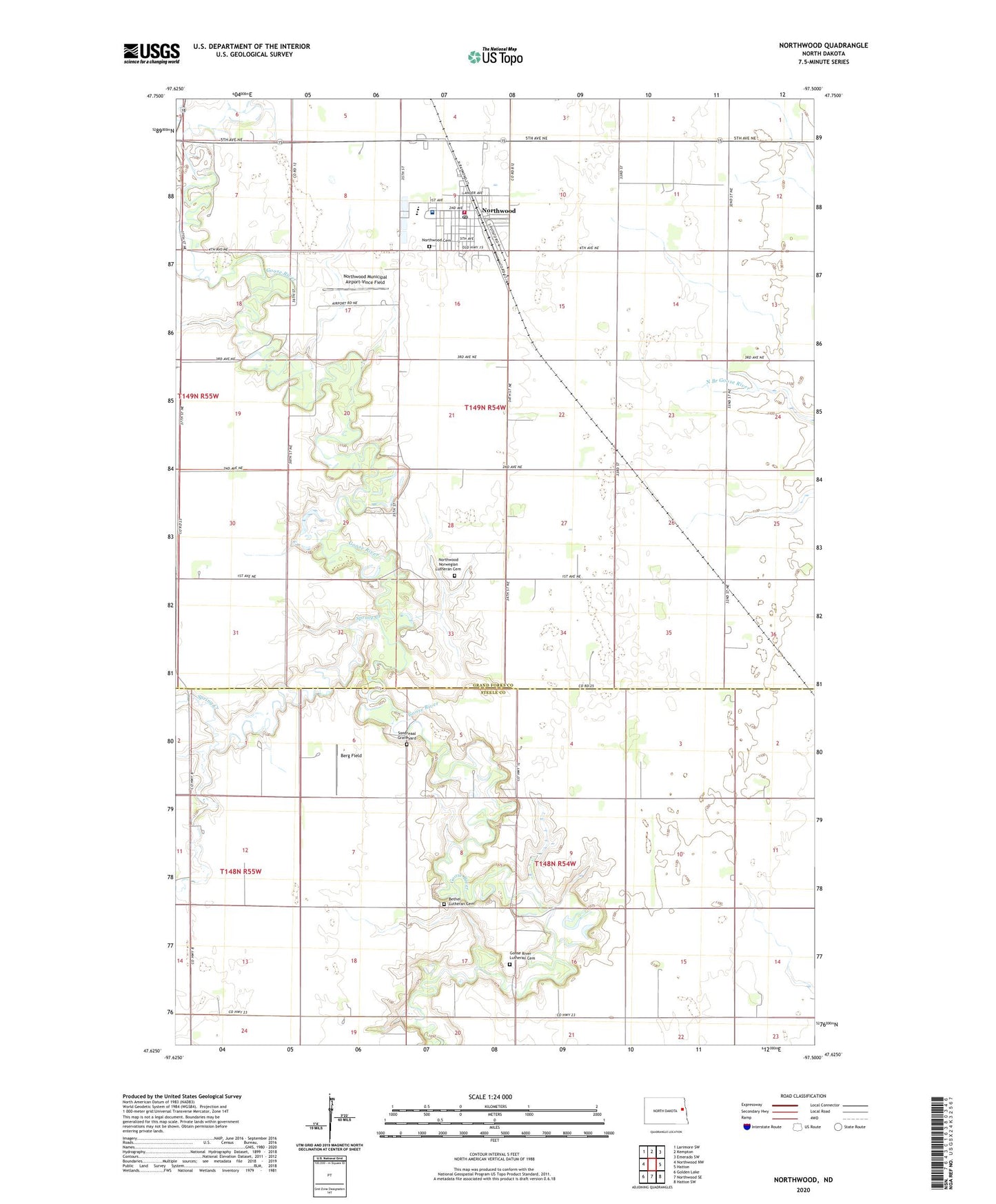 Northwood North Dakota US Topo Map Image