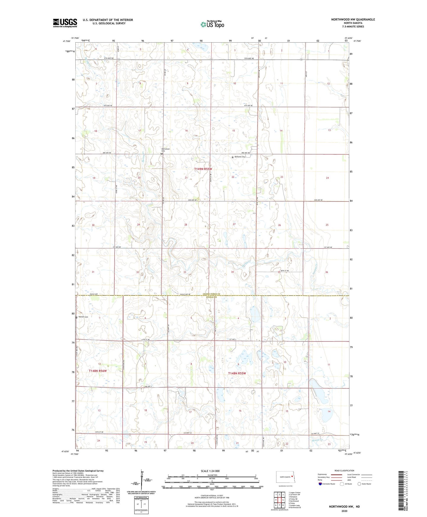 Northwood NW North Dakota US Topo Map Image
