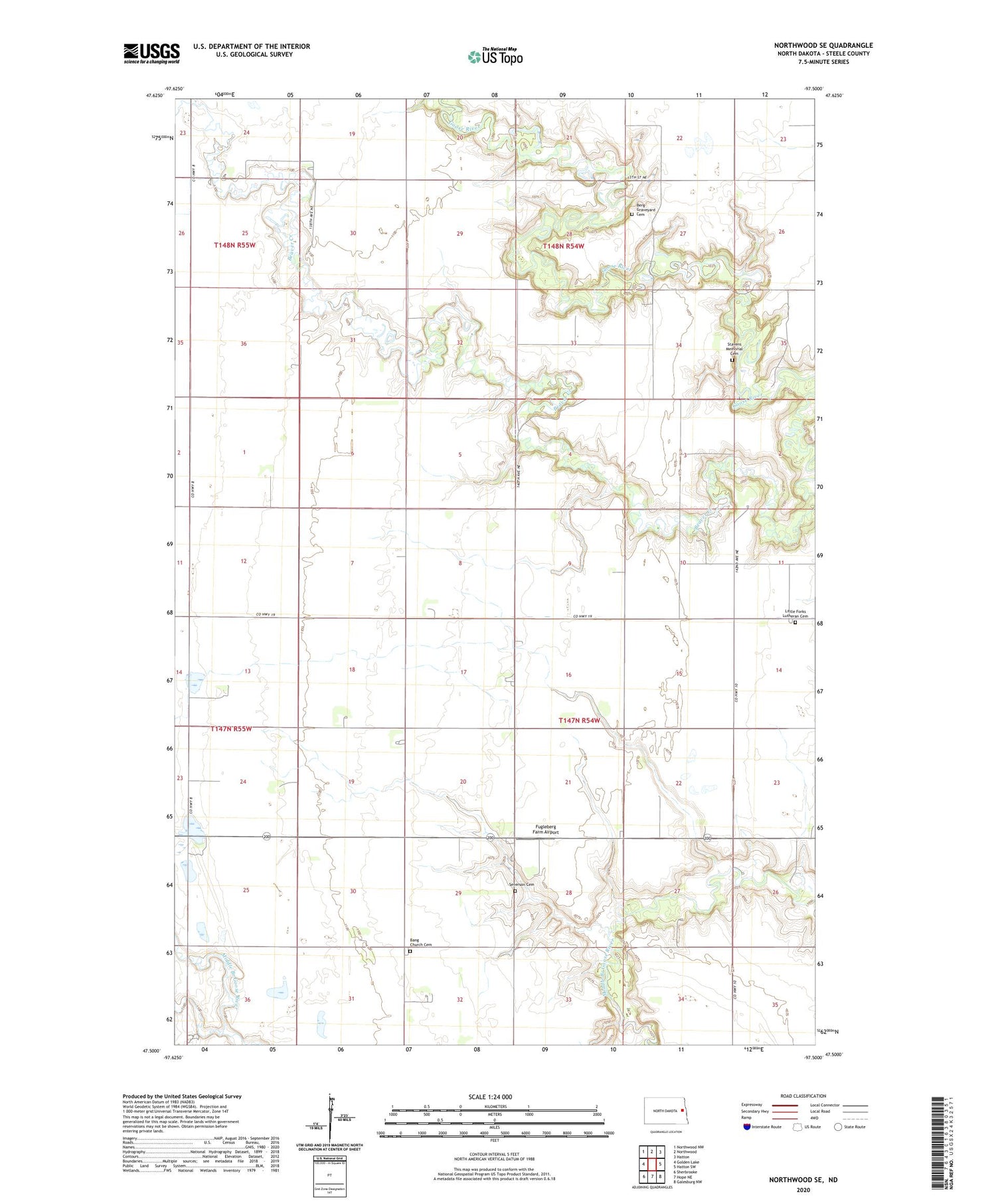 Northwood SE North Dakota US Topo Map Image