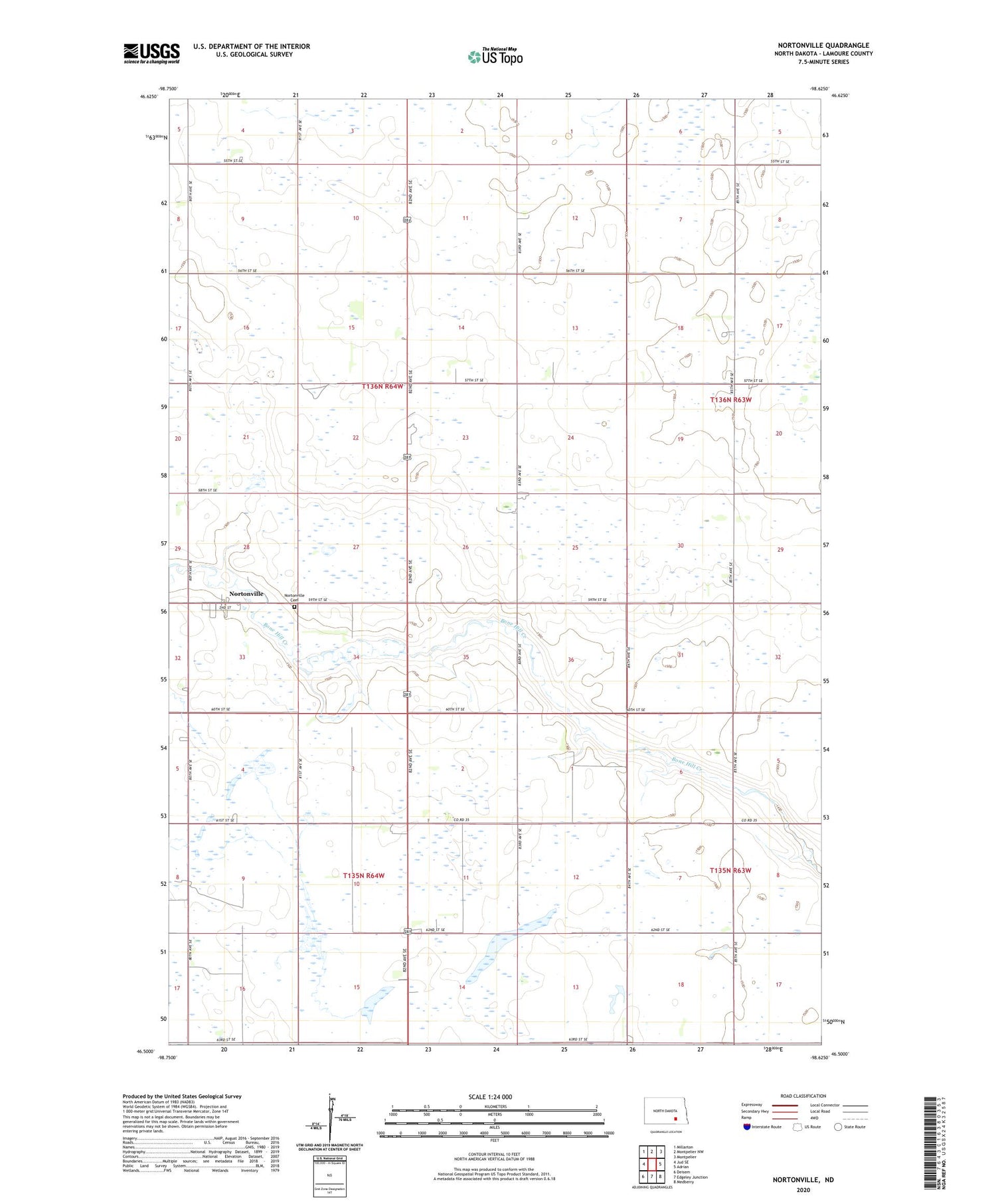 Nortonville North Dakota US Topo Map Image