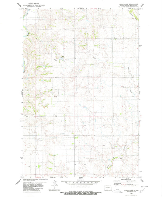 Classic USGS Nygren Dam North Dakota 7.5'x7.5' Topo Map Image