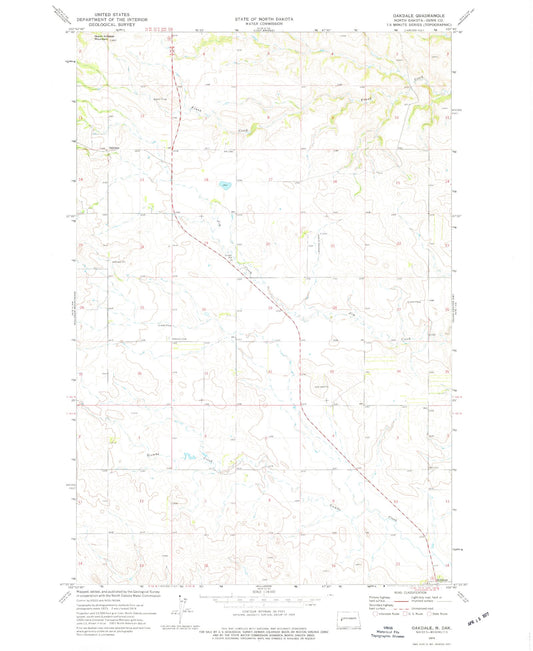 Classic USGS Oakdale North Dakota 7.5'x7.5' Topo Map Image