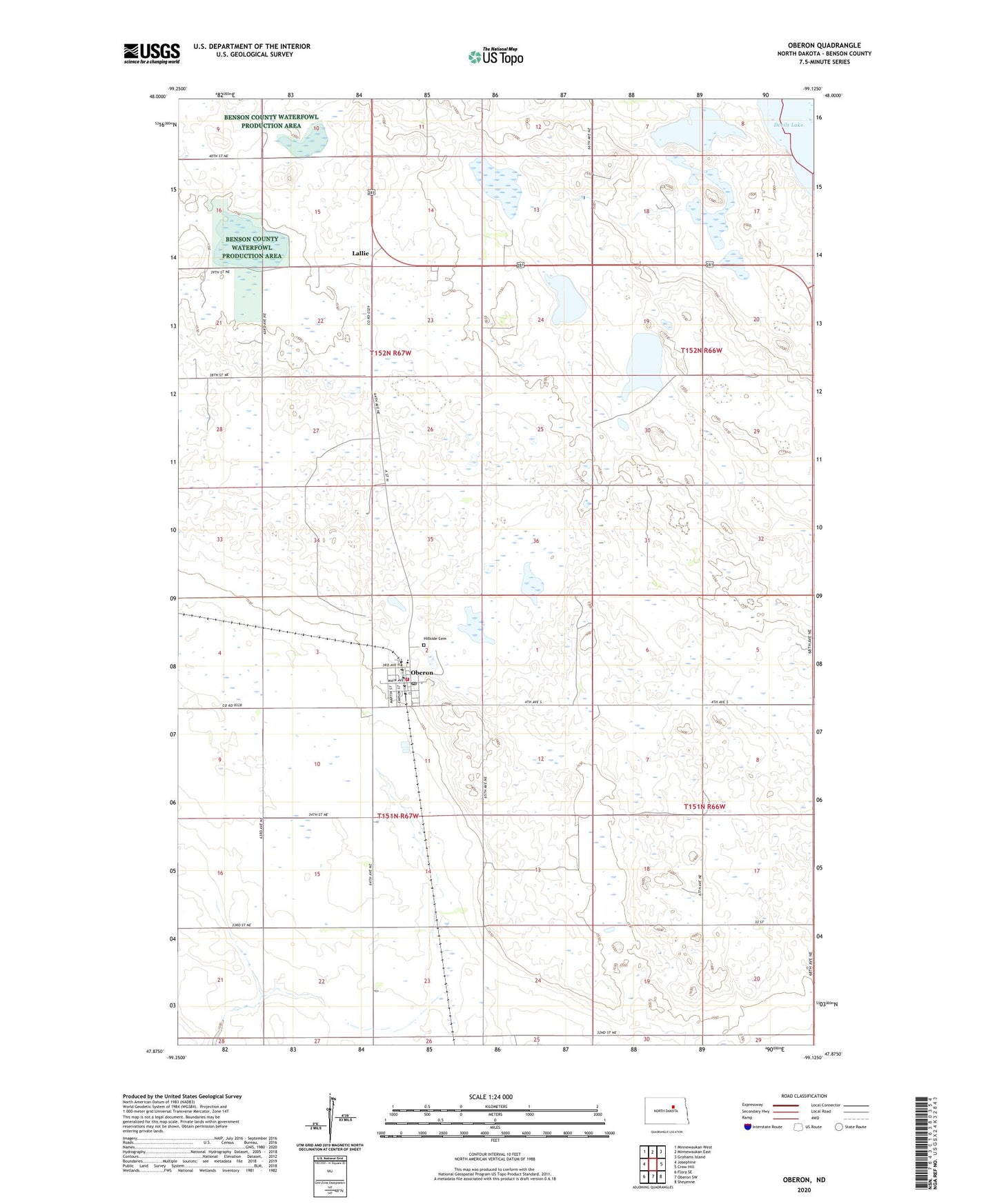 Oberon North Dakota US Topo Map Image