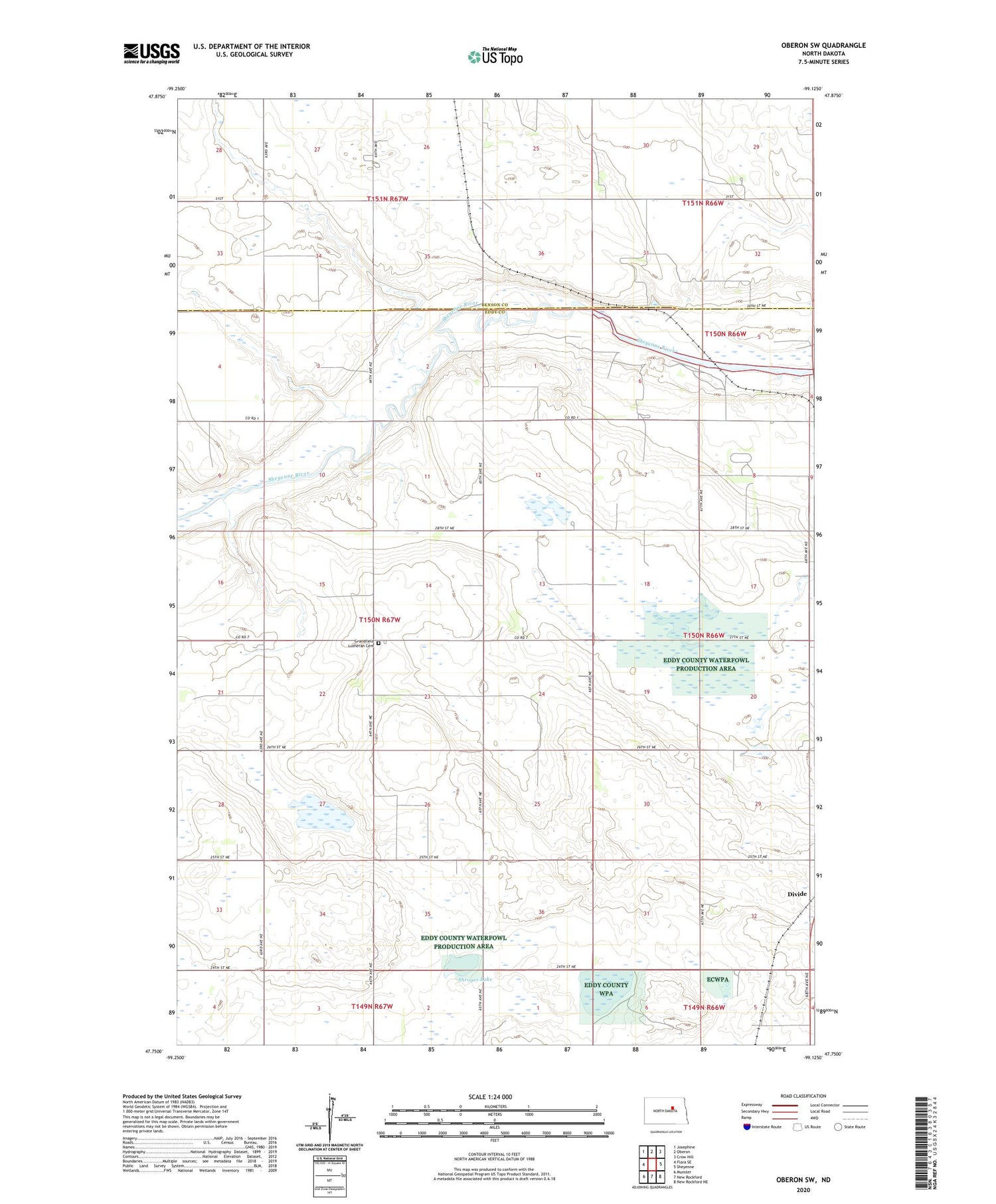 Oberon SW North Dakota US Topo Map Image