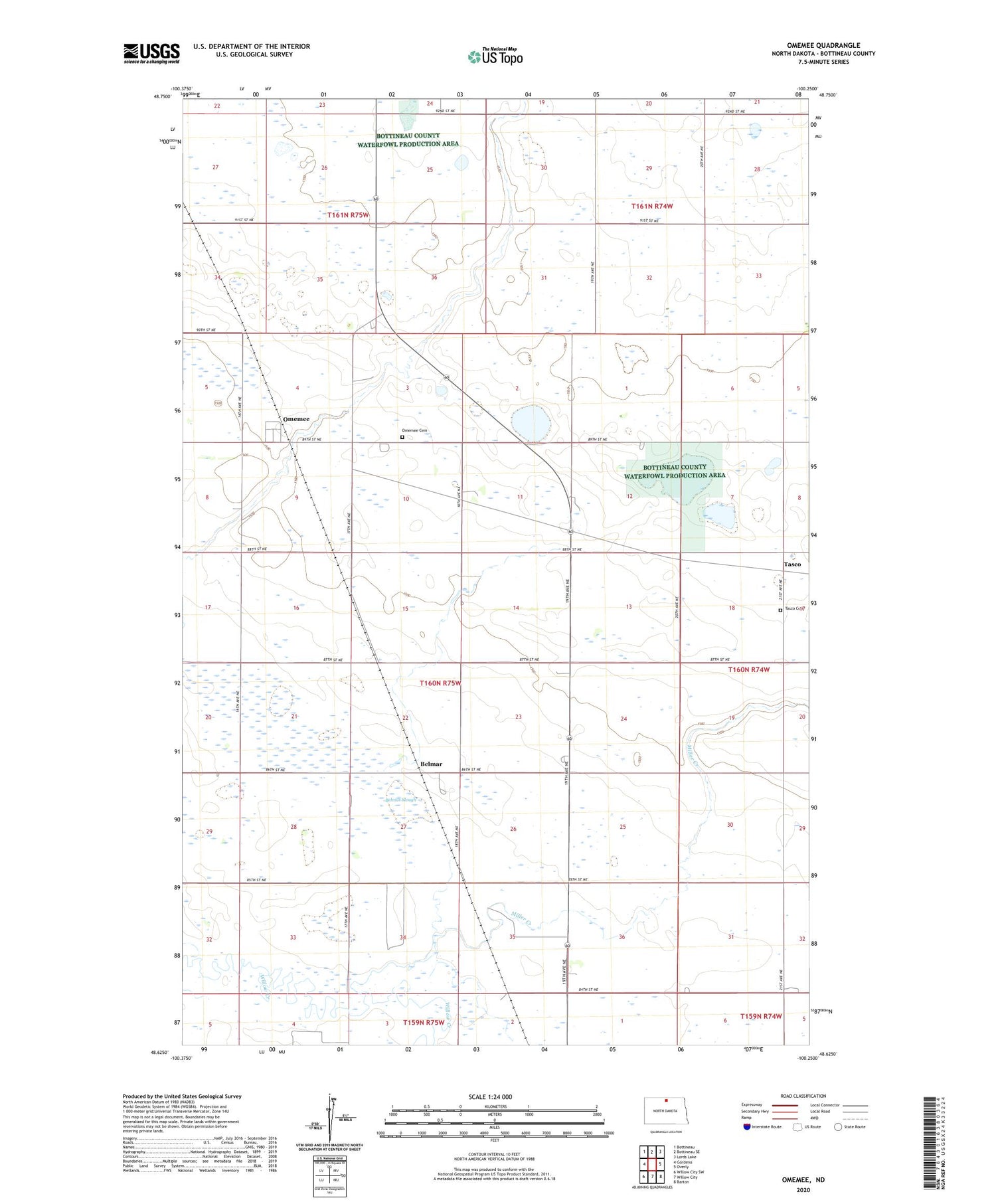 Omemee North Dakota US Topo Map Image