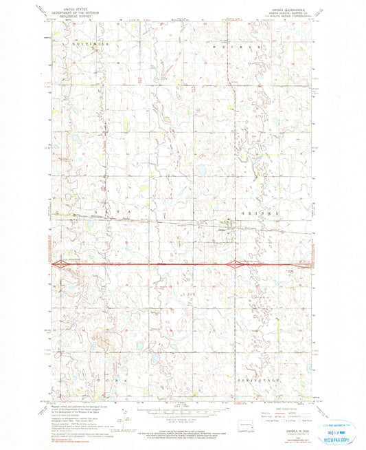Classic USGS Oriska North Dakota 7.5'x7.5' Topo Map Image