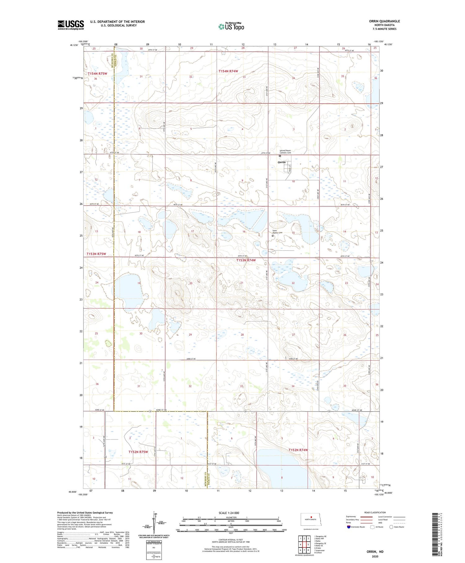 Orrin North Dakota US Topo Map Image