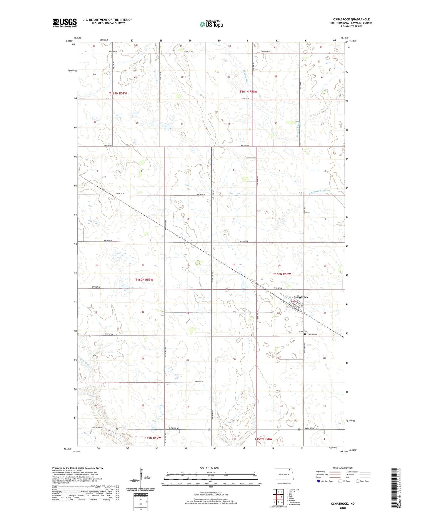 Osnabrock North Dakota US Topo Map Image